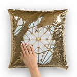 Cathedral Skull Pattern- Gold Sequin Pillow Case- Throw Pillow in Color Light Gray, Gray