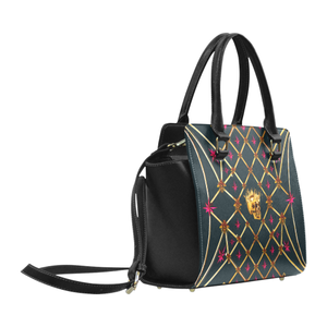 Skull and Stars- Classic French Gothic Satchel Handbag in Midnight Teal | Le Leanian™