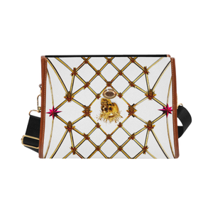 Skull and Honeycomb- Mini Brief Handbag in White | Le Leanian™