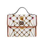 Gold Skull and Honey Bee-Magenta Stars- Clutch Handbag in Color White and Tan