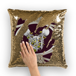 Versailles Siamese Skeletons Pillowcase with Golf Butterfly Rib Cage-Sequin Pillowcase-Eggplant Wine Red