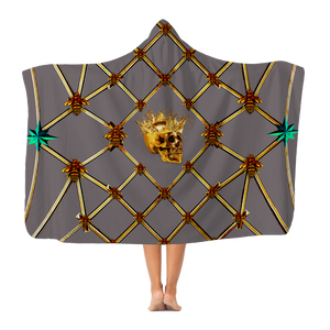 Skull Gilded Honeycomb & Jade Star- Adult & Youth Hooded Fleece Blanket in Lavender Steel | Le Leanian™
