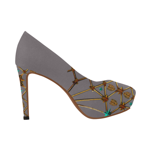 Gilded Ribs & Hive- Women's French Gothic Heels in Lavender Steel | Le Leanian™