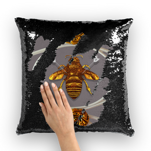 Versailles Bee Divergent- French Gothic Sequin Pillowcase or Throw Pillow in Lavender Steel | Le Leanian™