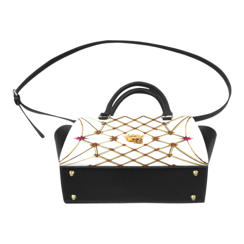 Skull & Honeycomb- Classic French Gothic Satchel Handbag in White | Le Leanian™