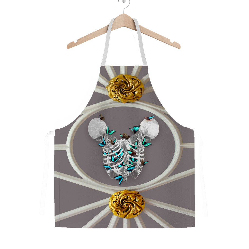 Versailles Gilded Skull Divergence Teal Whispers- Classic French Gothic Apron in Lavender Steel | Le Leanian™