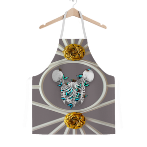 Versailles Gilded Skull Divergence Teal Whispers- Classic French Gothic Apron in Lavender Steel | Le Leanian™