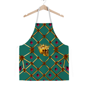 Skull Honeycomb & Magenta Stars- Classic French Gothic Apron in Jade | Le Leanian™