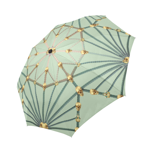 Gold Skull Cathedral-Custom Umbrella-Fashion Umbrella-French Country Chic- Goth Chic- Umbrella in Color Pastel Blue