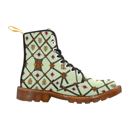 Bee Divergent Dark Ribs & Magenta Stars- Women's French Gothic Combat  Boots in Pale Green | Le Leanian™