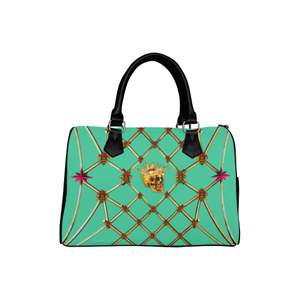 Skull & Honeycomb- French Gothic Boston Handbag in Bold Pastel Jade | Le Leanian™