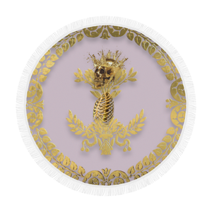 Circular BEACH THROW-Gold SKULL GOLD RIBS-GOLD WREATH- in Color PASTEL PINK