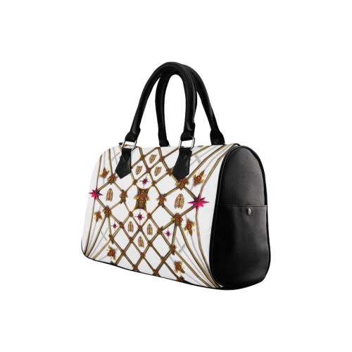 Bee Divergence Ribs & Magenta Stars- French Gothic Boston Handbag in White | Le Leanian™
