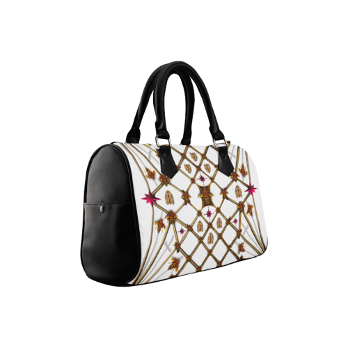 Bee Divergence Ribs & Magenta Stars- French Gothic Boston Handbag in White | Le Leanian™