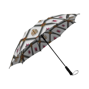 Bee Divergent Rib & Magenta Stars-Semi Auto Foldable French Gothic Umbrella in Lightest Gray | Le Leanian™