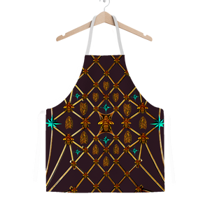 Gilded Ribs & Teal Stars- Classic French Gothic Apron in Muted Eggplant Wine | Le Leanian™