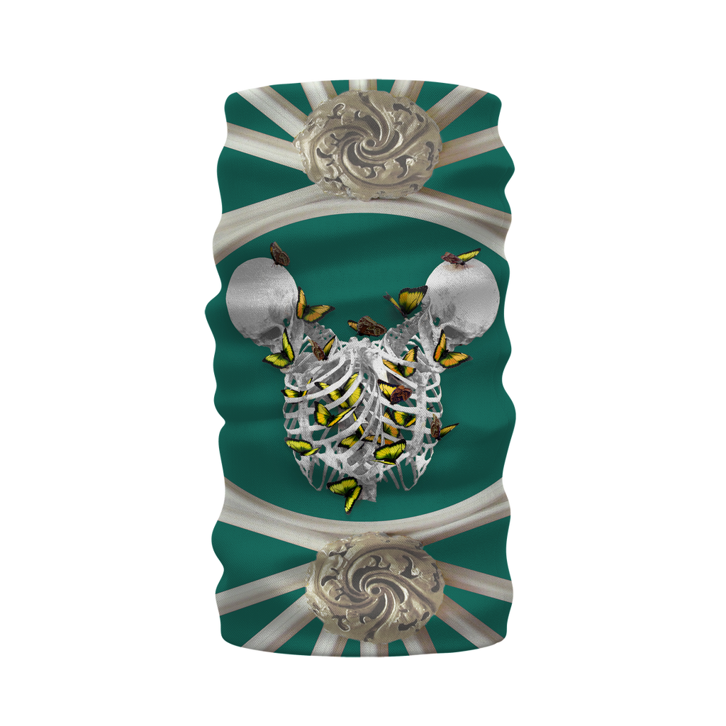 Versailles Divergence Skull Golden Whispers- French Gothic Neck Warmer- Morf Scarf in Jade | Le Leanian™