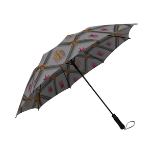 Bee Divergent Ribs & Magenta Stars- Semi Auto Foldable French Gothic Umbrella in Lavender Steel | Le Leanian™