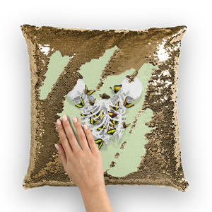 Versailles Whispers Golden Duality- French Gothic Sequin Pillowcase or Throw Pillow in Pale Green | Le Leanian™