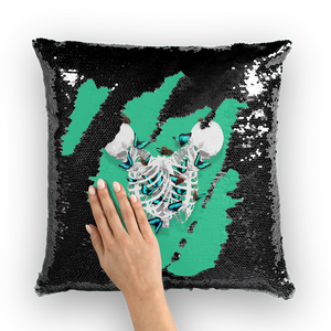 Versailles Divergence Teal Duality- French Gothic Sequin Pillowcase or Throw Pillow in Bold Jade Teal | Le Leanian™