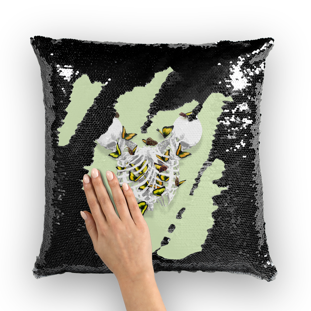 Versailles Divergence Golden Duality- French Gothic Sequin Pillowcase or Throw Pillow in Pale Green | Le Leanian™