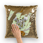 Versailles Gilded Skull Divergence Golden Whispers- French Gothic Sequin Pillowcase or Throw Pillow in Pale Green | Le Leanian™