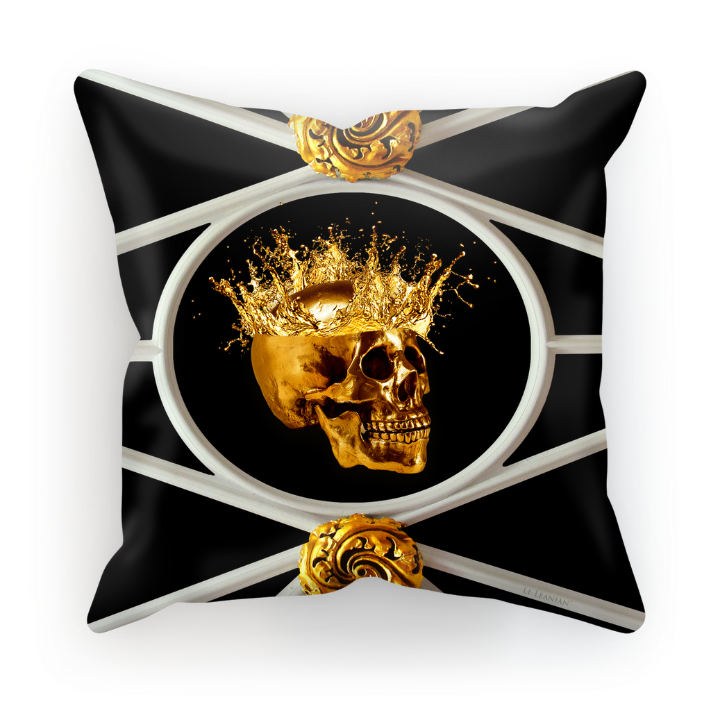 Versailles Golden Skull & Crown Pillowcase- in Black
