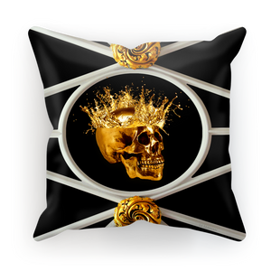 Versailles Golden Skull & Crown Pillowcase- in Black