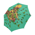 Siamese Skeleton Custom Umbrella- Gold Butterflies- Fashion Umbrella in Color Bold Jade Teal, Teal, Blue, Aqua