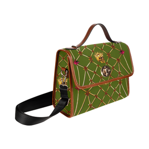 Skull Honeycomb- Mini Brief Handbag in Deep Bold Olive | Le Leanian™ | The Photographist™