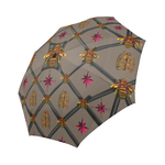 Bee Divergent Dark Ribs & Magenta Stars- Semi & Auto Foldable French Gothic Umbrella in Cocoa Clay | Le Leanian™