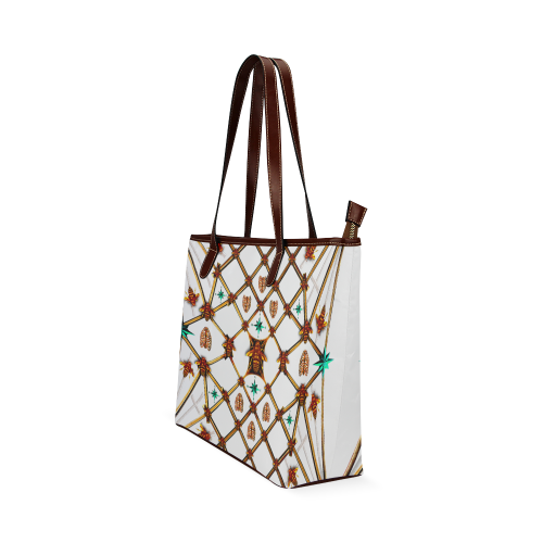 Bee Divergence Ribs & Teal Stars- Classic French Gothic Tote Bag in White | Le Leanian™