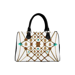 Gilded Bees & Ribs- French Gothic Boston Handbag in White | Le Leanian™