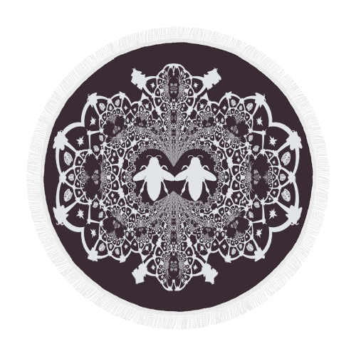 Baroque Hive Relief- Circular French Gothic Medallion Throw in Muted Eggplant Wine | Le Leanian™