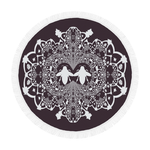 Baroque Hive Relief- Circular French Gothic Medallion Throw in Muted Eggplant Wine | Le Leanian™