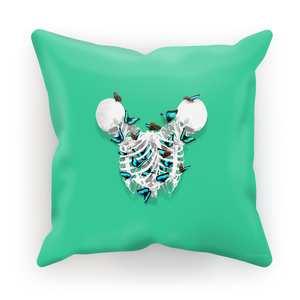 Siamese Skeletons with Teal Butterflies coming out The Rib cage- in Bold Jade Teal Blue Green