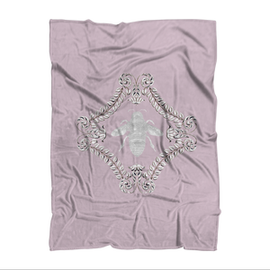 Queen Bee- Polar Fleece- Classic Blanket in Colors Blush Taupe, Light Pink and White