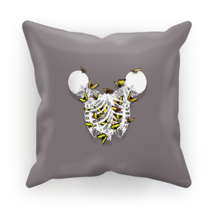 Versailles Divergence Golden Skull Duality- French Gothic Satin & Suede Pillowcase in Lavender Steel | Le Leanian™