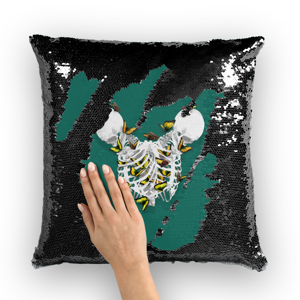 Versailles Divergence Golden Duality- French Gothic Sequin Pillowcase or Throw Pillow in Jade | Le Leanian™