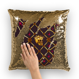 French Gothic Honey Bee & Rib StarPattern-Sequin Pillowcase & Throw Pillow- Eggplant Wine Purple
