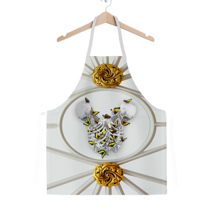 Versailles Gilded Skull Divergence Golden Whispers- Classic French Gothic Apron in Lightest Gray | Le Leanian™