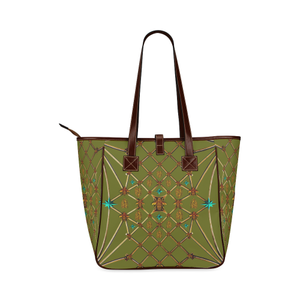 Gilded Bees & Ribs- Classic French Gothic Upscale Tote Bag in Bold Olive | Le Leanian™