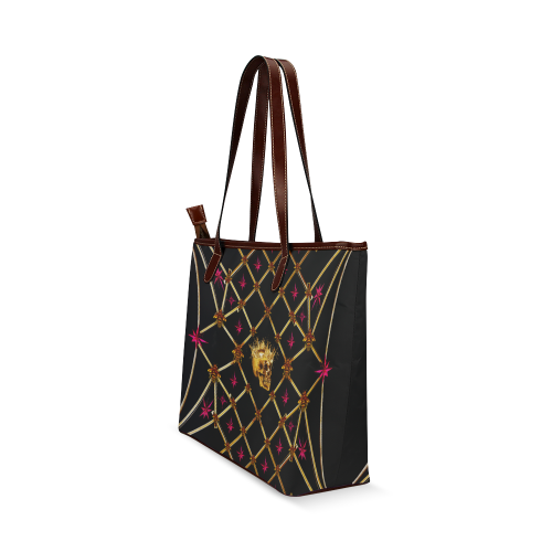 Skull & Honeycomb Magenta Stars- Classic French Gothic Tote Bag in Back to Black | Le Leanian™