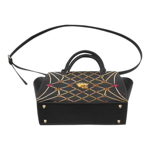 Skull & Honeycomb- Classic French Gothic Satchel Handbag in Back to Black | Le Leanian™