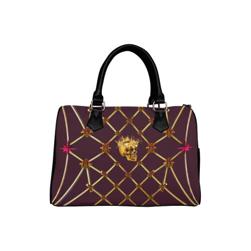 Skull & Honeycomb- French Gothic Boston Handbag in Eggplant Wine | Le Leanian™