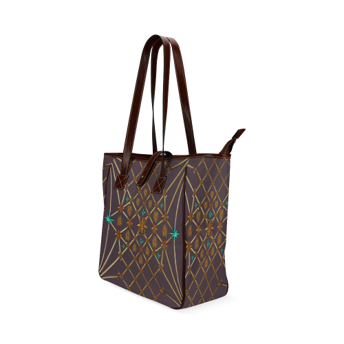 Gilded Bees & Ribs- Classic French Gothic Upscale Tote Bag in Muted Eggplant Wine | Le Leanian™