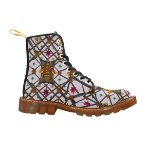 Bee Divergent Abstract- Women's Gothic Combat Style Boots in Nouveau Blush | Le Leanian™