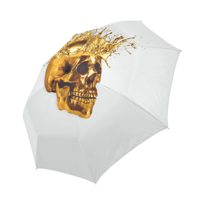 Cirque- Circus Metallic Gold Skull Umbrella- in Color Solid Lightest GRAY