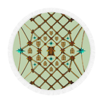 Bee Divergence Ribs & Teal Stars- Circular French Gothic Medallion Beach Throw in Pale Green | Le Leanian™