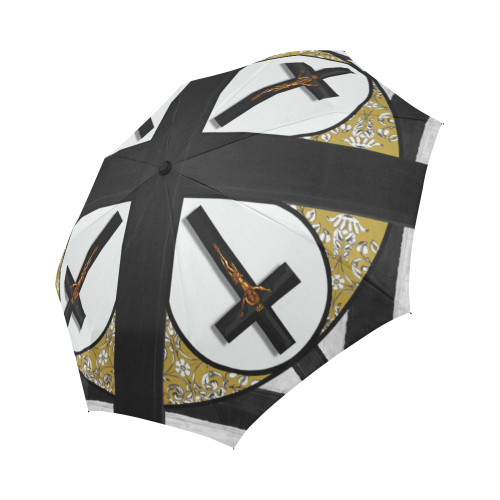 Crucifix- Fashion Umbrella- Custom Umbrella-Gothic Chic Umbrella in White- Gray